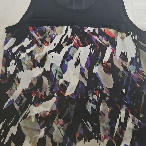 Mexx Sheer Sleeveless Color Splash Top Black Size 12 - Picture 13 of 16